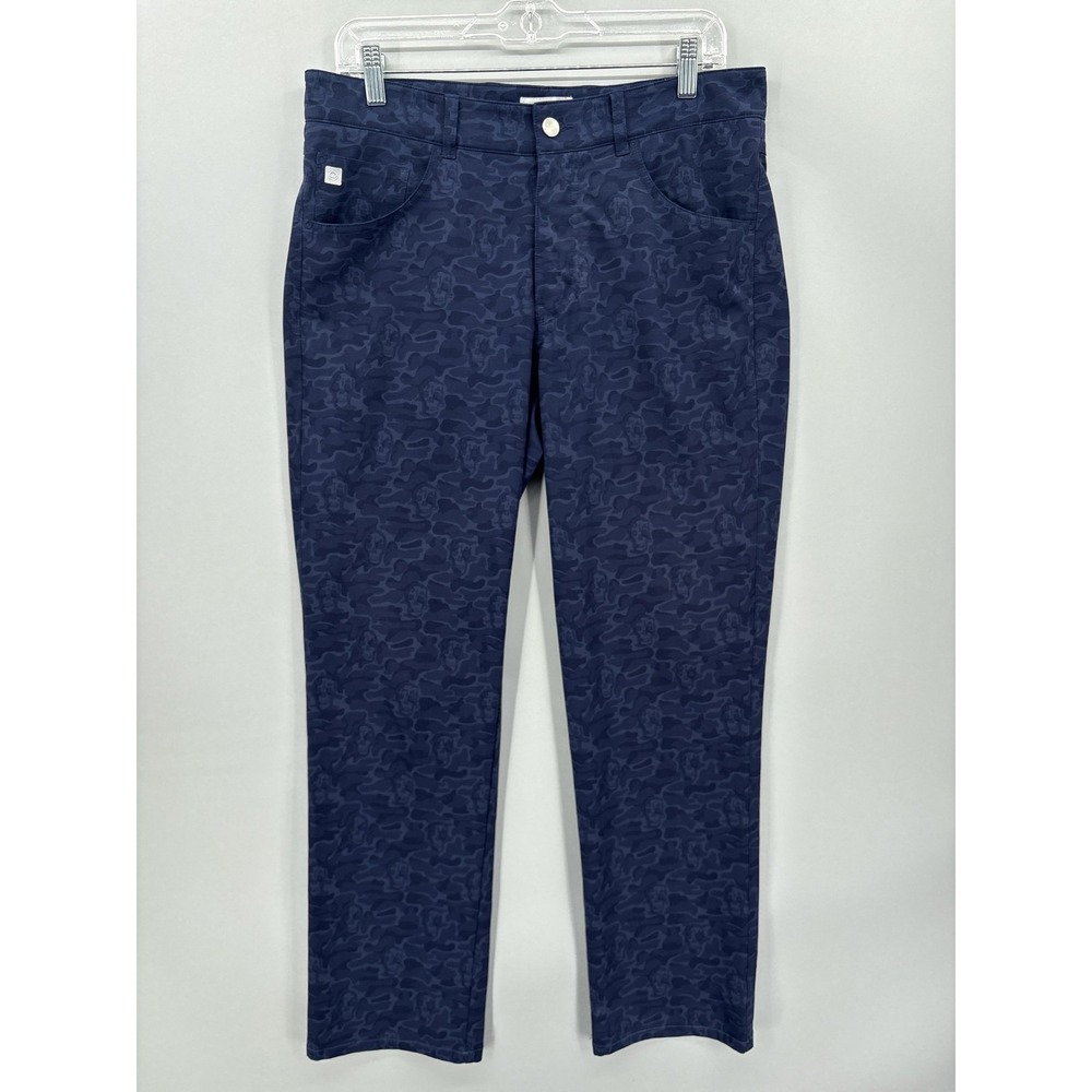 Peter Millar Pants Mens 32x29.5 Navy Skull Camo Microfiber Stretch Golf Casual